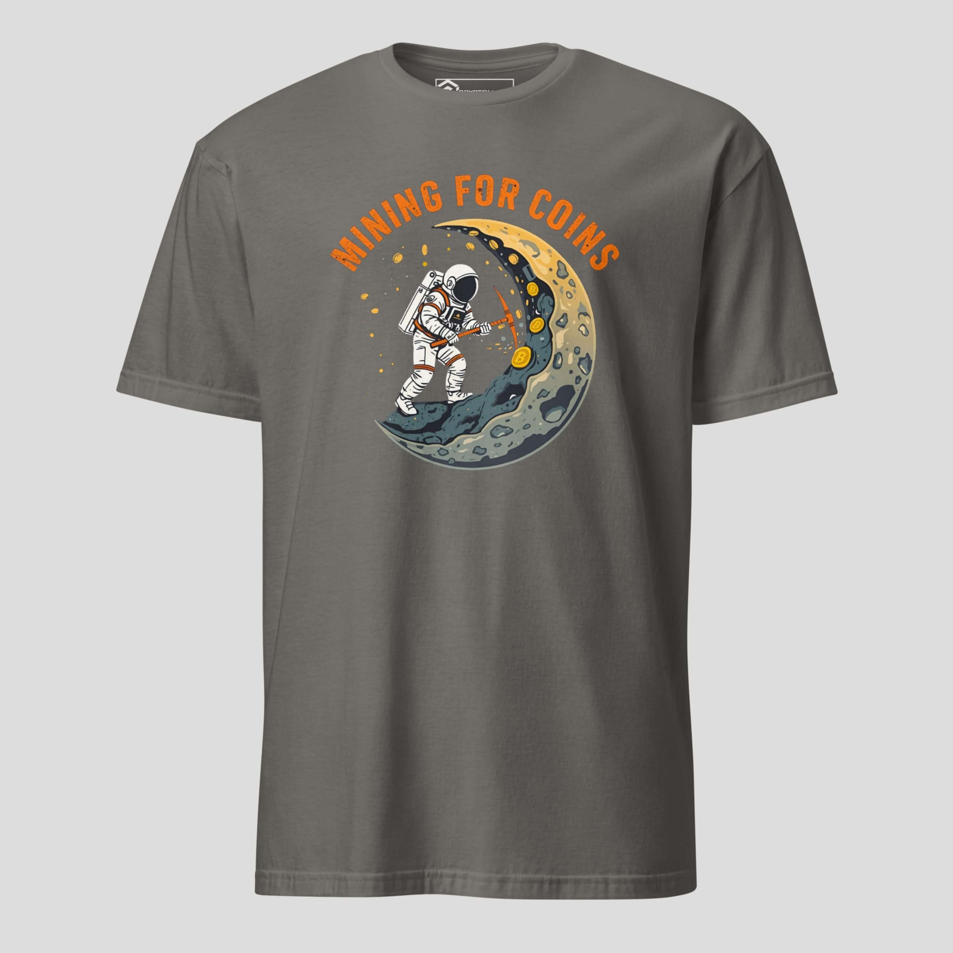 Mining for coins crypto tshirt astronaut on moon design