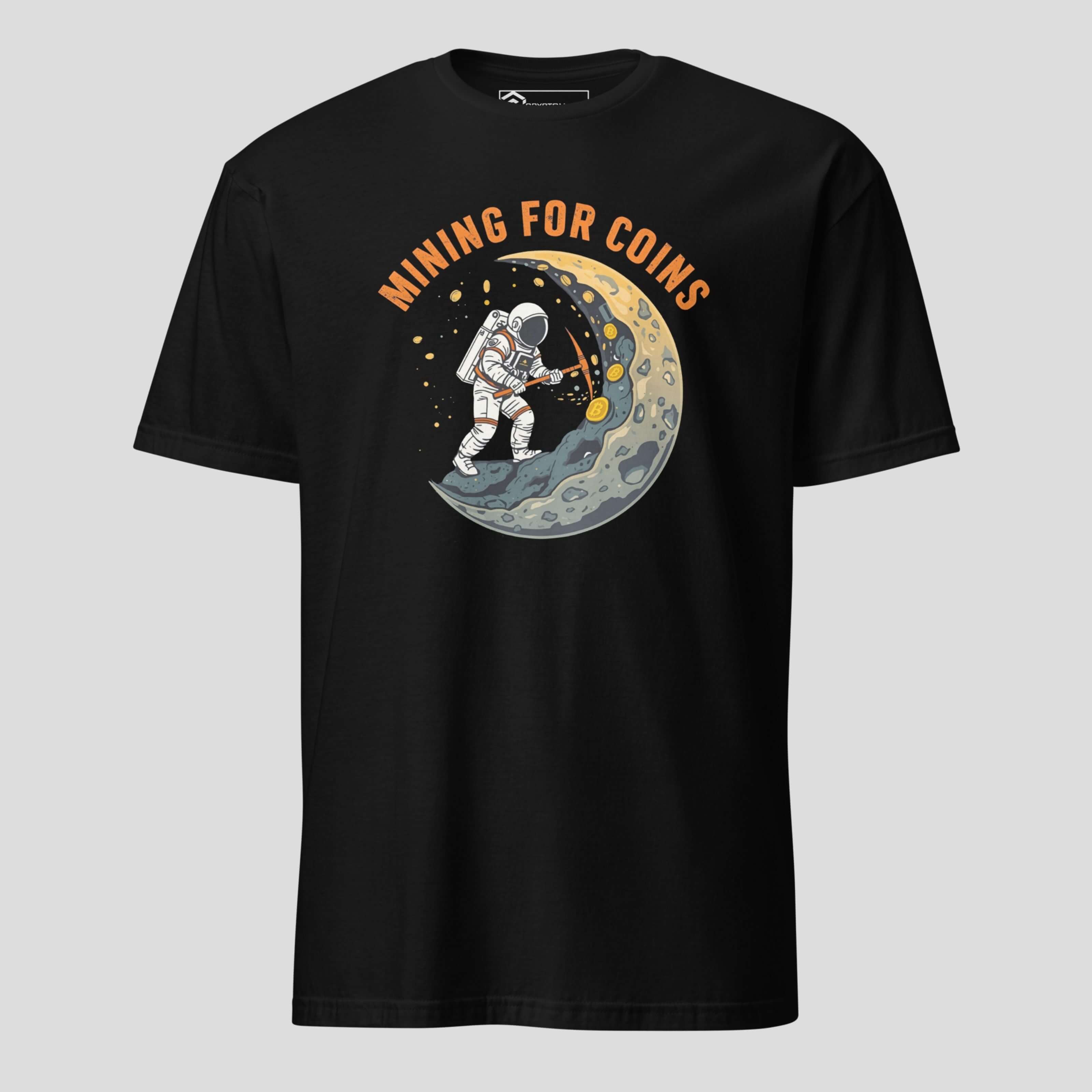 Bitcoin mining themed tee space illustration for crypto fans