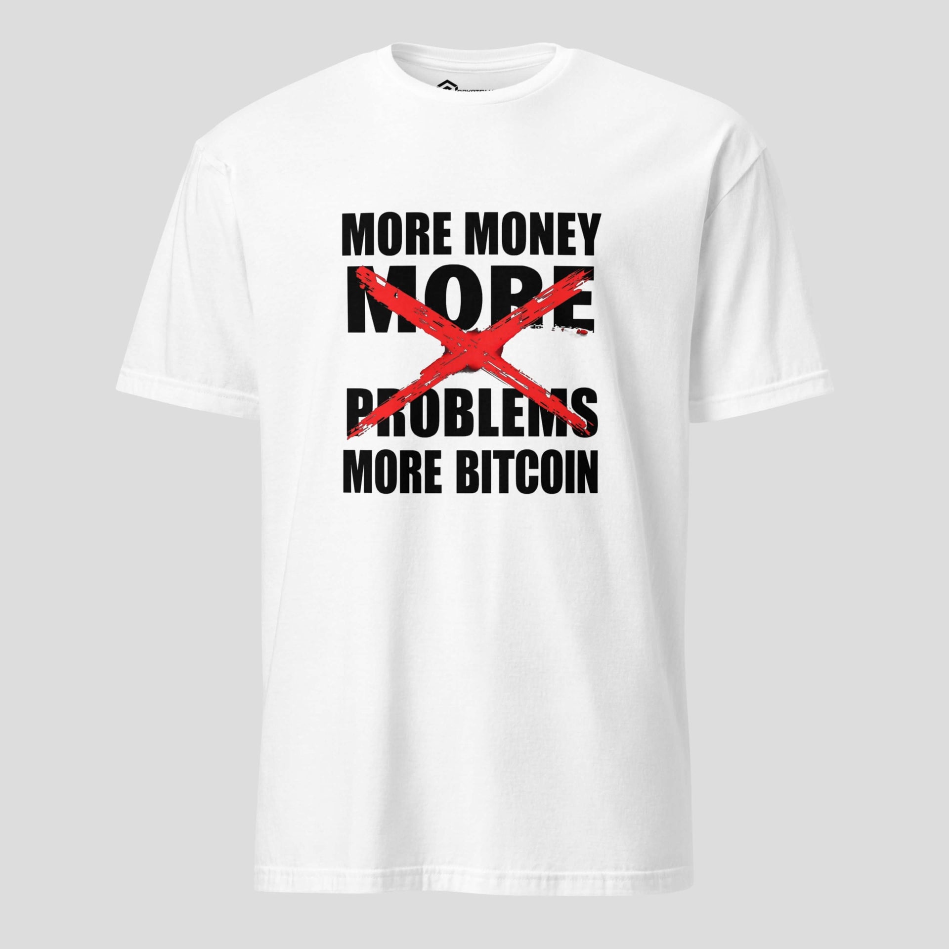 More Bitcoin more freedom white crypto t-shirt minimalist design