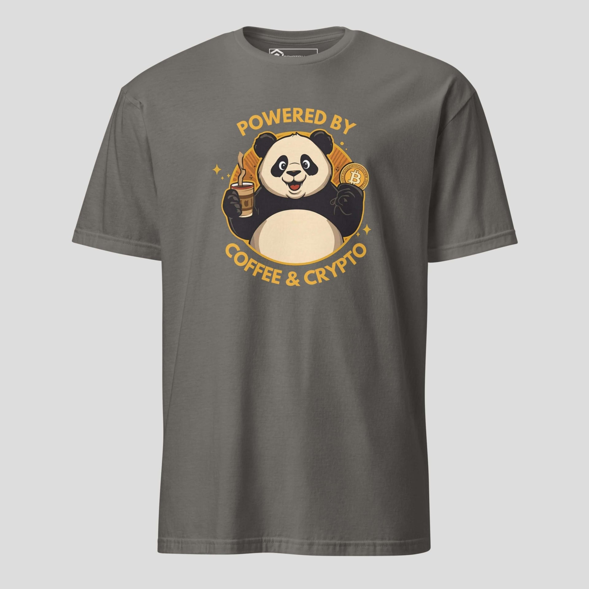Grey panda crypto meme tshirt funny crypto streetwear design