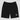 Solana-inspired black workout shorts, front view on plain background