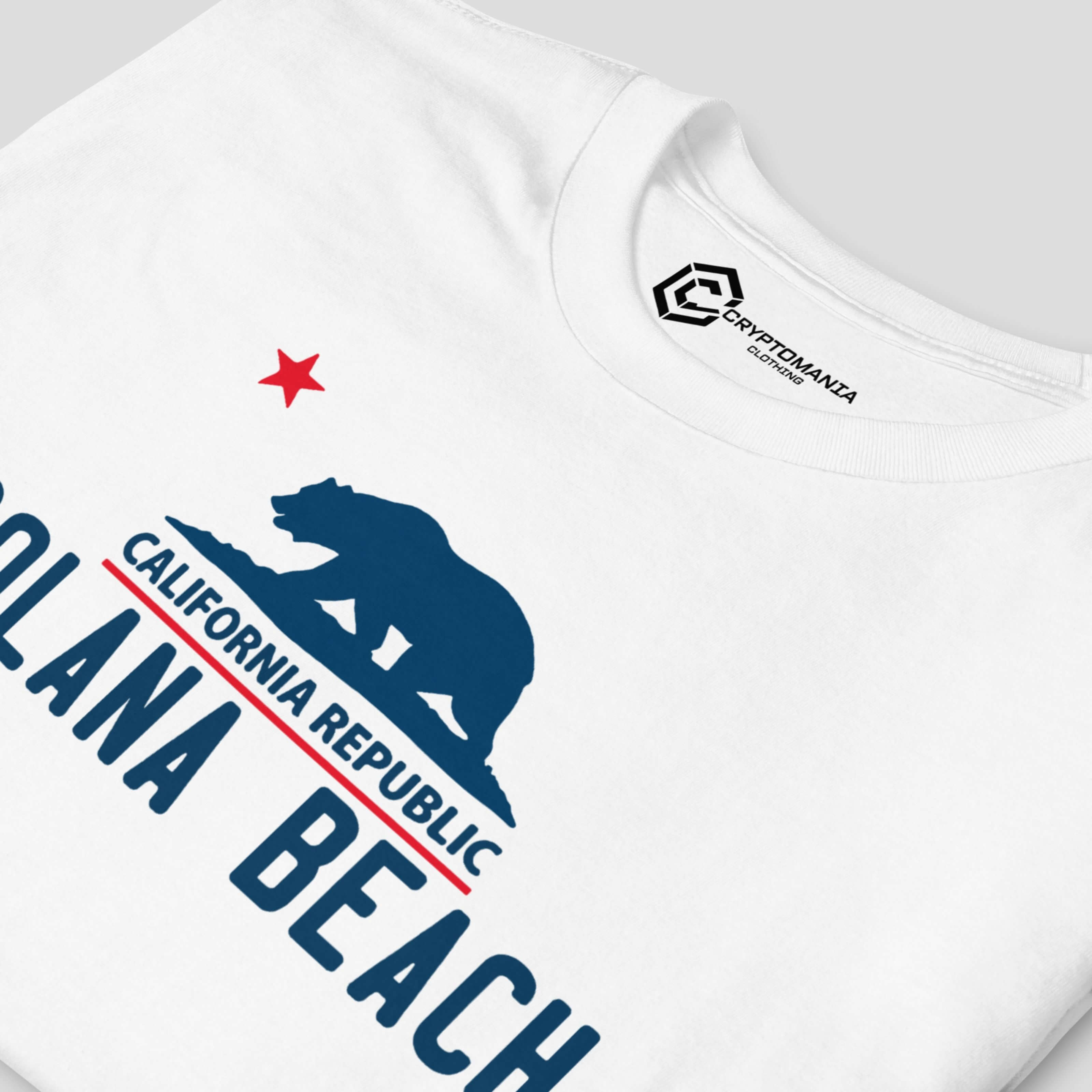 Close-up of Solana inspired graphic on crypto t-shirt, clean modern design for digital finance and blockchain enthusiasts