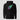 Solana Comet Hoodie in black, flat front view: text-free comet graphic in purple and neon green