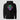 Solana God Mode Hoodie in black, flat front view: vaporwave statue illustration with circular lettering