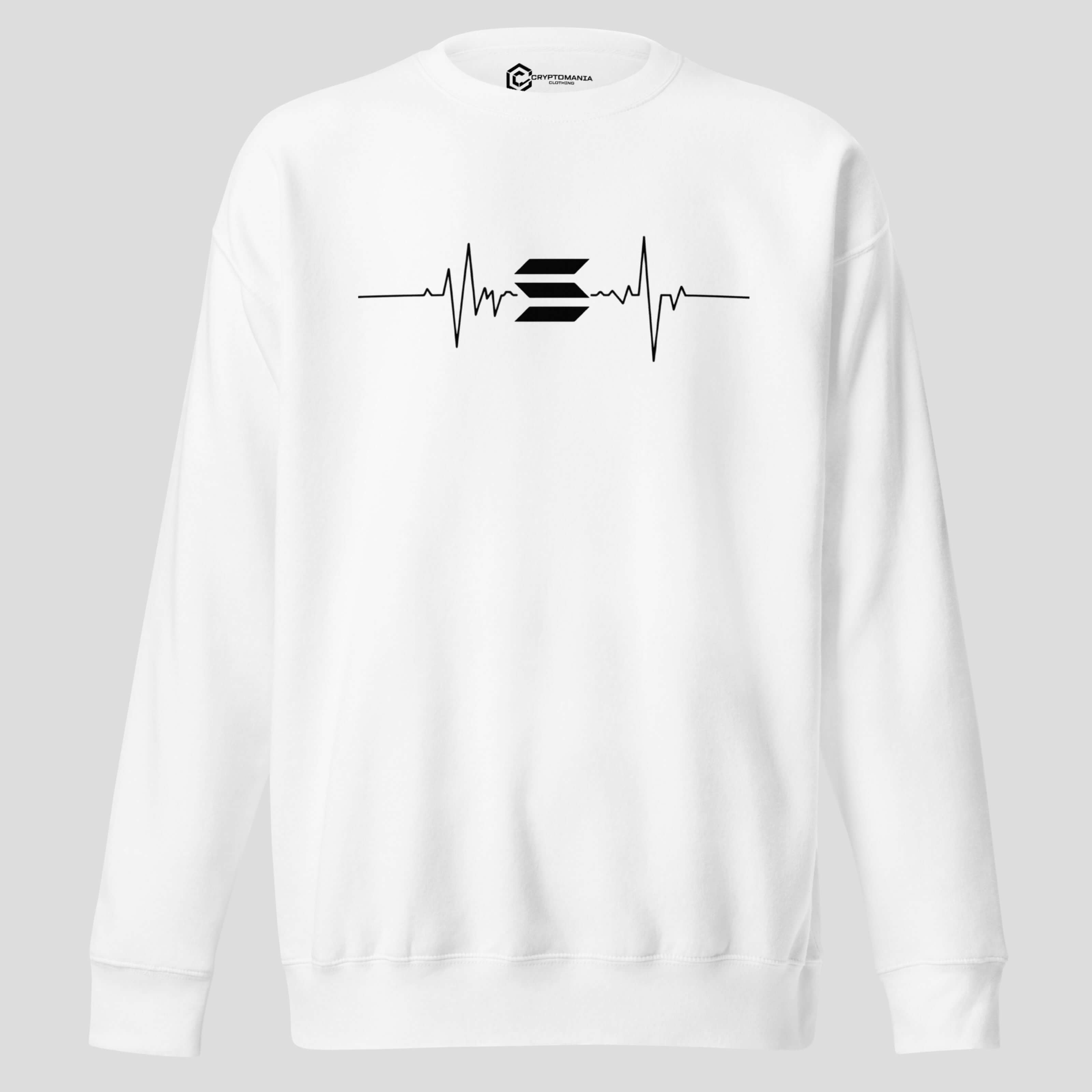 white solana heartbeat minimal crypto crewneck sweatshirt