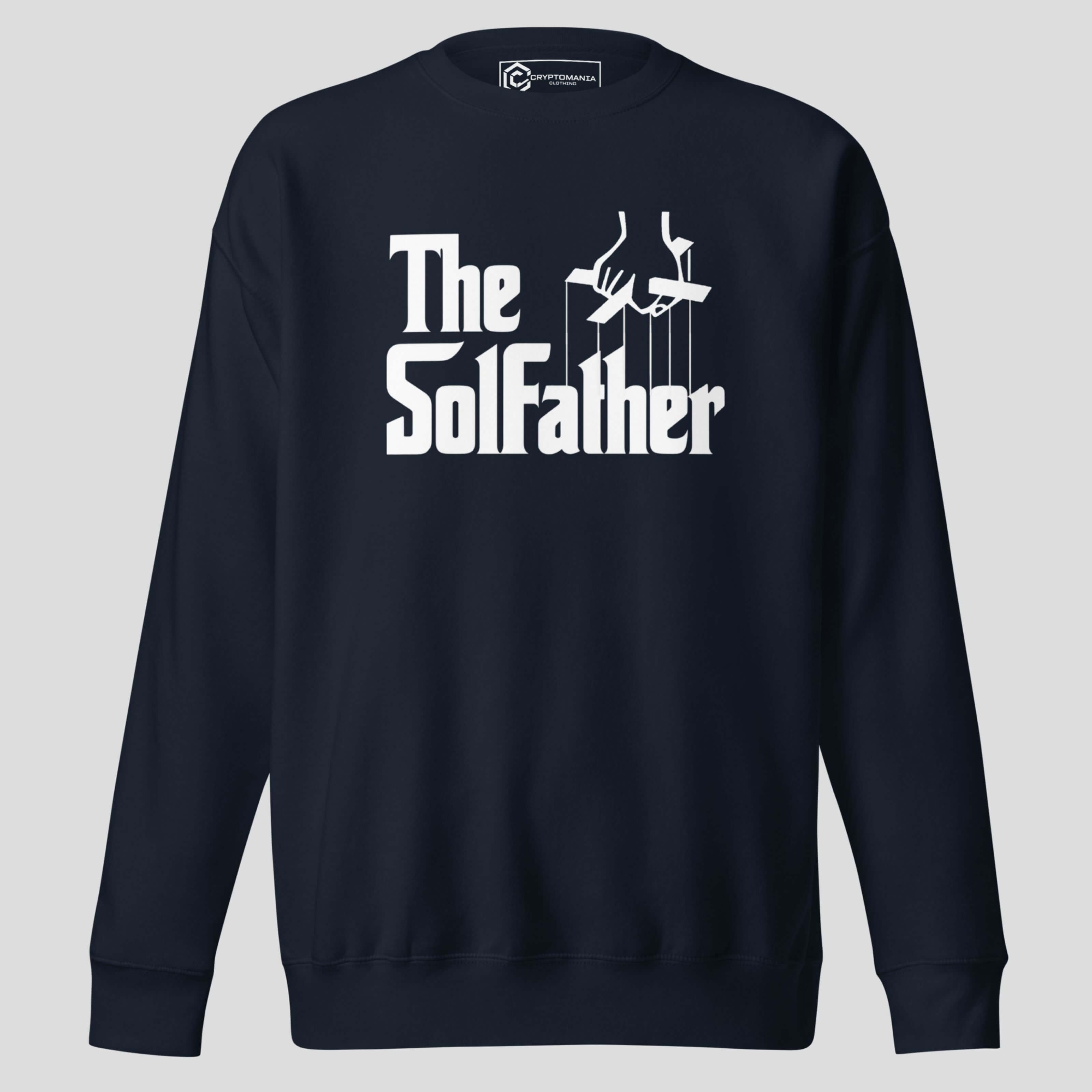solfather solana parody long sleeve navy for crypto traders