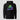 Solana Neon Bull Hoodie in black, flat front view: neon bull illustration with rising chart bars