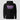 Solana Retro Sunset Hoodie in black, flat front view: striped retro sun graphic in pink and purple gradients