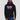 Model wearing the black Solana Retro Sunset Hoodie, showing the relaxed unisex fit
