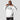 Model wearing the white SOL Ticker Hoodie, showing the relaxed unisex fit