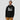 Model wearing the black The SolFather Hoodie, showing the relaxed unisex fit