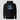 Staking Like a Pro Hoodie in black, flat front view: sunburst emblem with a Solana-inspired gradient mark and ribbon banner