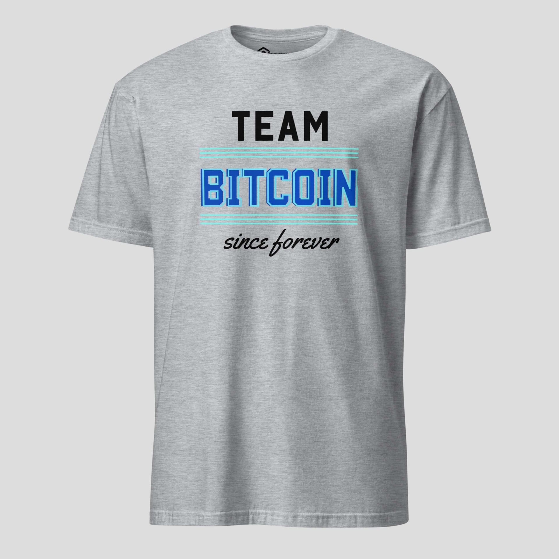 Gray Team Bitcoin since forever t-shirt with clean crypto typography