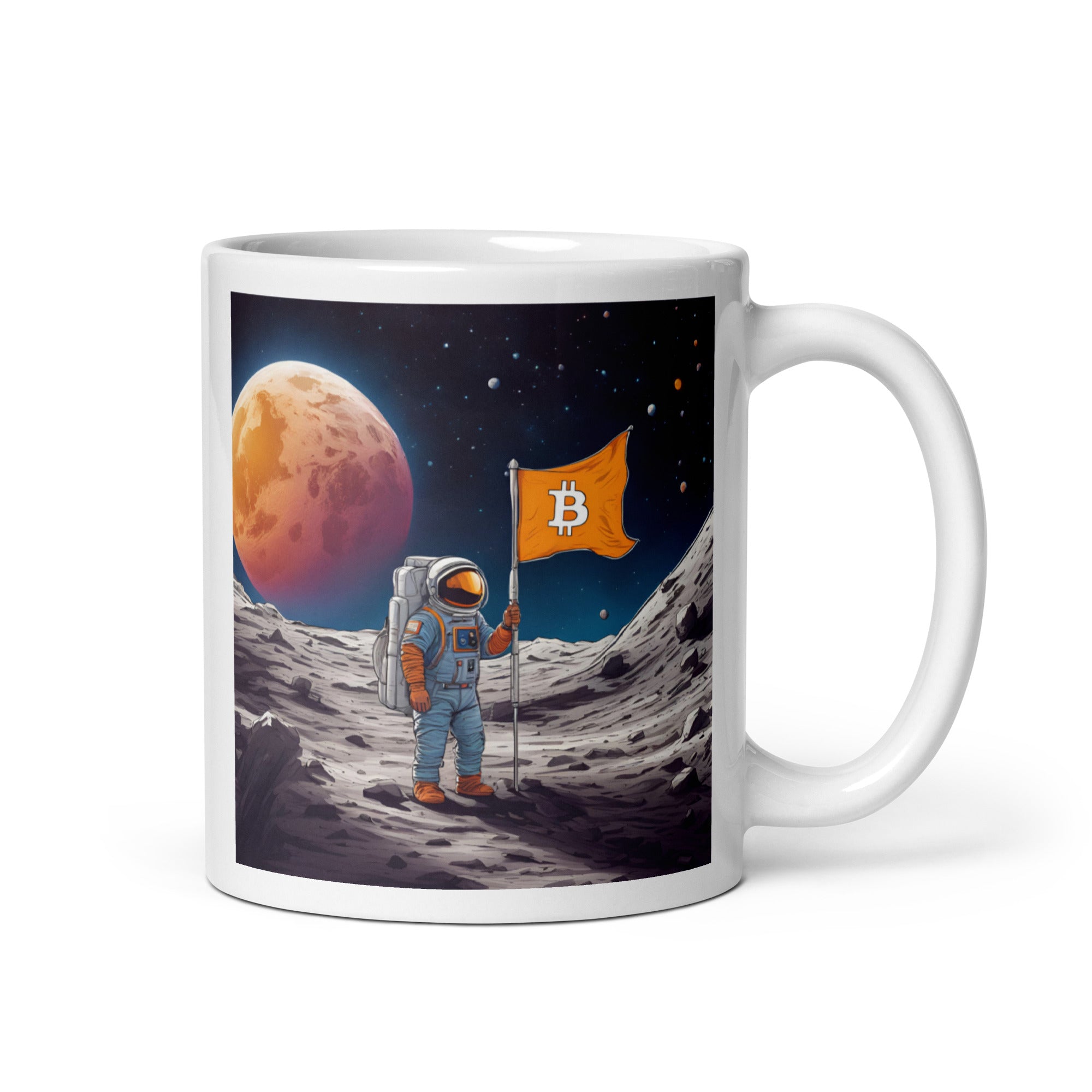 BITCOIN (BTC) FLAG TO THE MOON MUG
