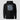 Decentralized Freedom Hoodie in black, flat front view: poster-style panel print in cold blue and steel tones
