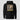 Justice Served Hoodie in black, flat front view: full-color courtroom comic panel in warm vintage tones