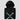 Folded black XRP Liquid Chrome Hoodie with a close-up of the chest print