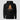 Reborn Stronger Hoodie in black, flat front view: realistic fire and ember artwork around a metallic coin